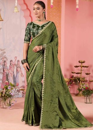 Green Art Silk Embroidered Saree