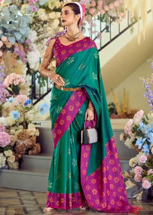 Green Silk Saree In Woven Work