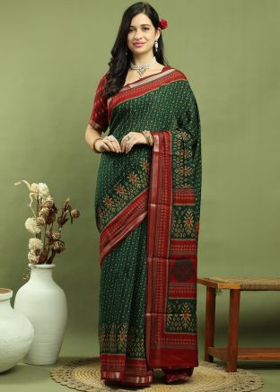 Green Art Silk Saree In Zari Woven Work
