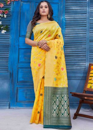 Yellow Saree In Zari woven Work