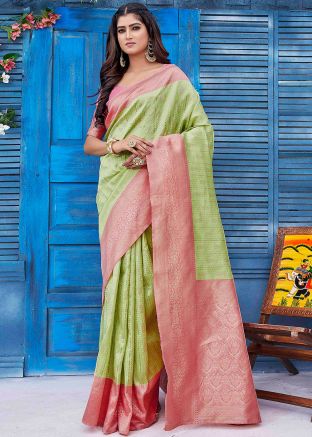 Green Zari Woven Work Silk Saree