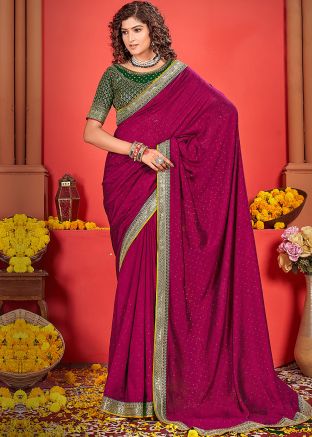 Pink Art Silk Embroidered Saree With Blouse