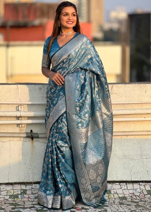 Blue Zari Woven Art Silk Saree