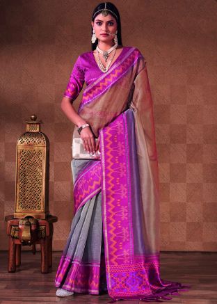 Multicolor Printed Saree In Silk