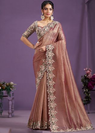 Brown Embroidered In Banarasi Silk