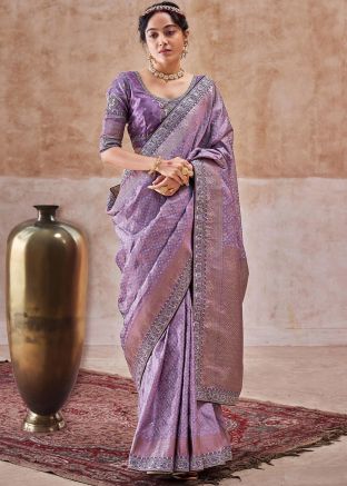 Purple Bandhani Print Satin Silk Saree