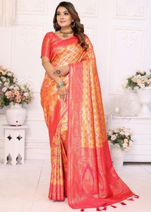 Multicolor Zari Woven Saree In Banarasi Silk 