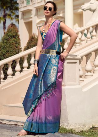 Purple Silk Saree In Zari Woven