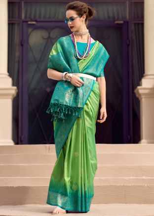 Green Zari Woven Saree In Silk