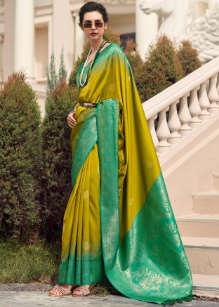 Mehendi Green Woven Silk Saree