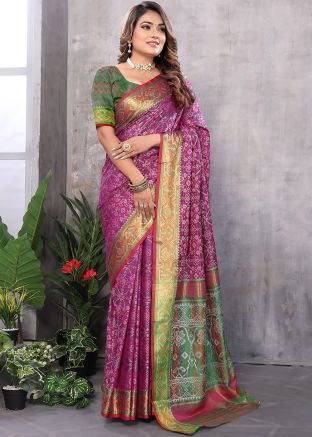 Purple Woven Art Silk Saree