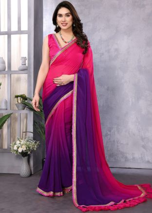 Pink Tie-Dye Saree In Georgette