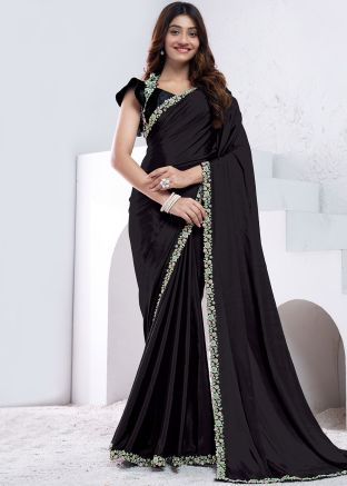 Black Stone Embellished Border Saree