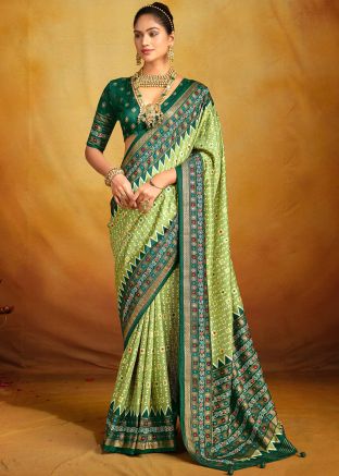 Light Green Zari Woven Saree