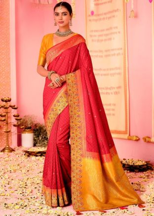 Red Art Silk Zari Woven Saree