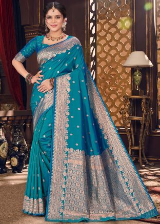 Blue Silk Zari Woven Saree