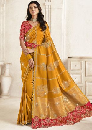 Mustard Yellow Silk Zari Woven Saree