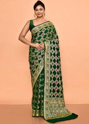 Green Zari Woven Saree In Silk