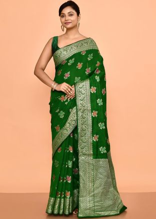 Green Zari Woven Silk Saree