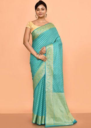 Blue Silk Saree In Zari Woven Work