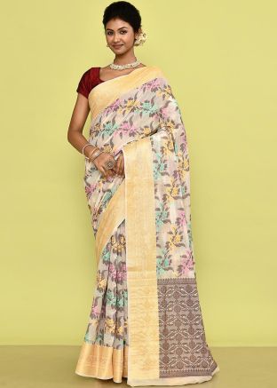 Multicolor Woven Work Saree In Silk