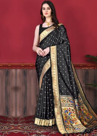 Black Zari Woven Paithani Saree
