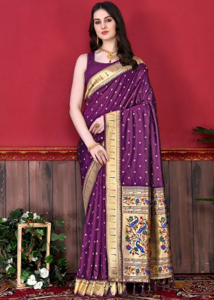 Purple Paithani Silk Woven Saree