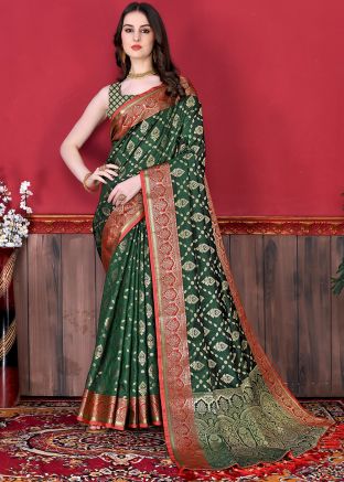 Green Zari Woven Silk Saree