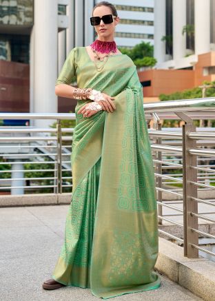 Green Zari Woven Art Silk Saree