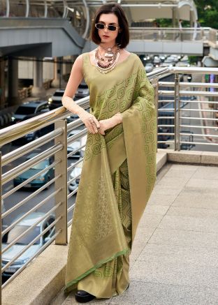 Green Art Silk Woven Saree