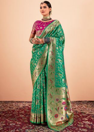 Green Woven Paithani Silk Saree
