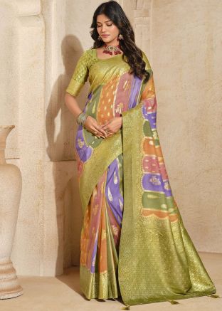 Multicolored Zari Woven Silk Saree