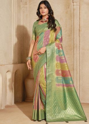 Multicolor Zari Woven Silk Saree