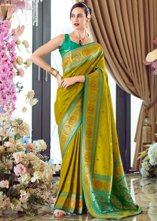 Mehendi Green Woven Art Silk Saree