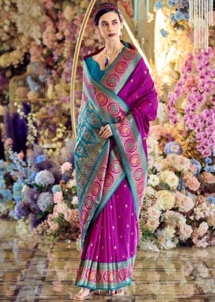 Purple Art Silk Zari Woven Saree