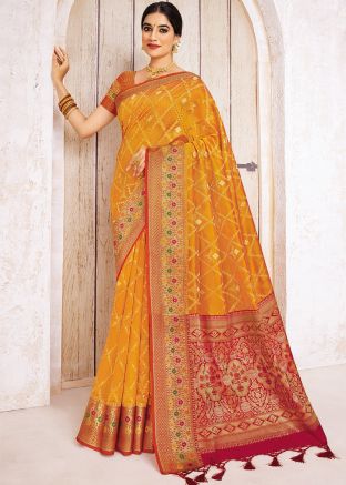 Yellow Zari Woven Silk Saree