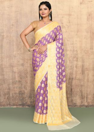 Purple Woven Saree In Georgette