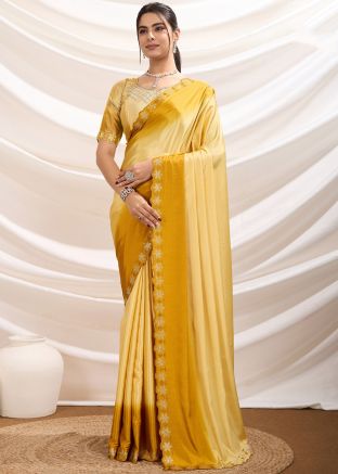 Shaded Yellow Stone Work Saree