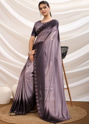 Shaded Mauve Purple Stone Work Saree