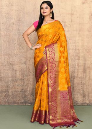 Yellow Zari Woven Saree In Kanjivaram Silk