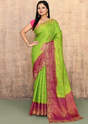 Green Zari Woven Saree In Kanjivaram Silk