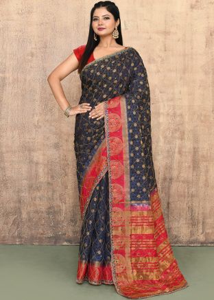 Blue Zari Woven Saree In Kanjivaram Silk