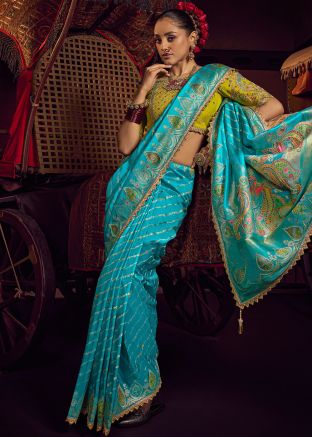 Blue Zari Woven Saree In Viscose