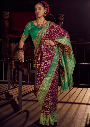 Purple Viscose Zari Woven Saree