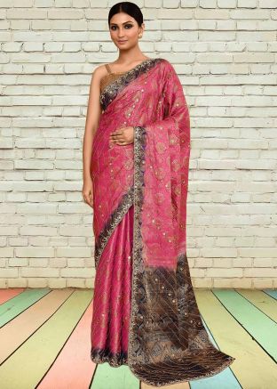 Pink Zari Woven Saree In Kanjivaram Silk