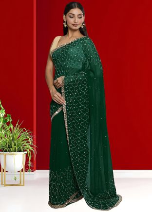 Green Handwork Georgette Saree