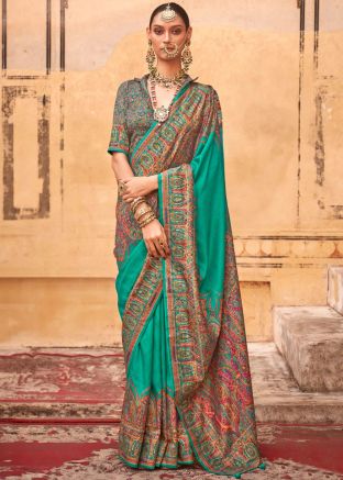 Green Art Silk Printed Saree