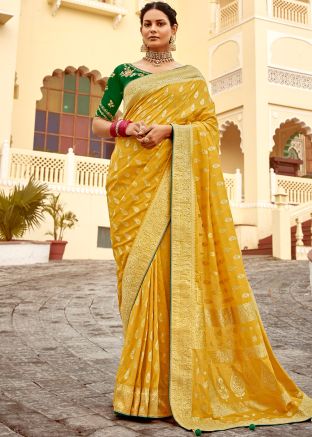 Yellow Zari Woven Art Silk Saree
