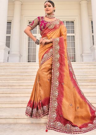 Dusty Peach Woven Crape Saree