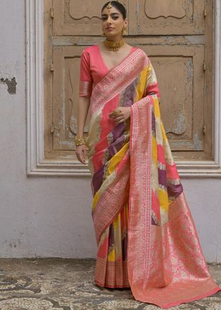 Multicolor Art Silk Zari Woven Saree